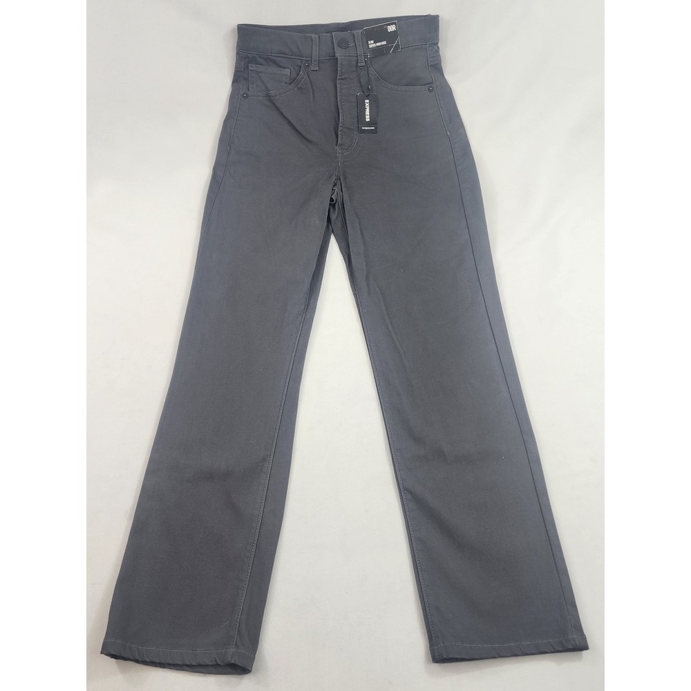Express Jeans Womens 00R Slim Super High Rise Dark Grey Black Denim New